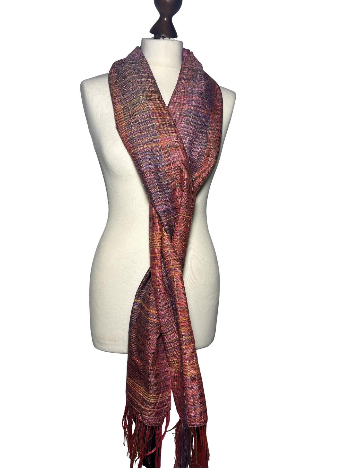 Handwoven Pink Merino Silk Scarf – Elegant Lightweight Wrap