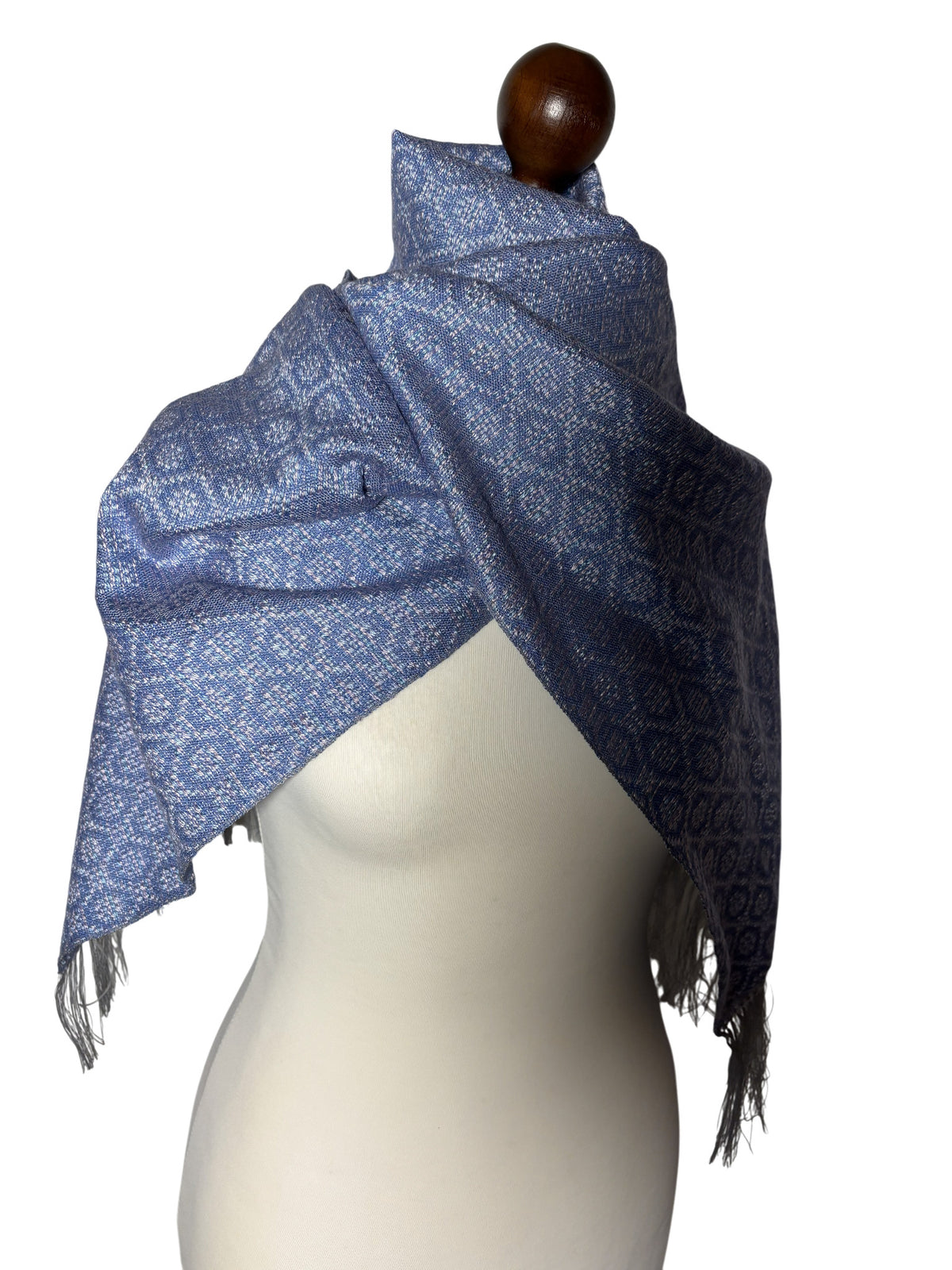 Handgewebtes elegantes lila-blaues Seidentuch