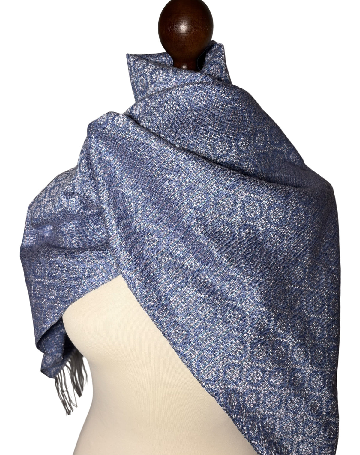 Handgewebtes elegantes lila-blaues Seidentuch