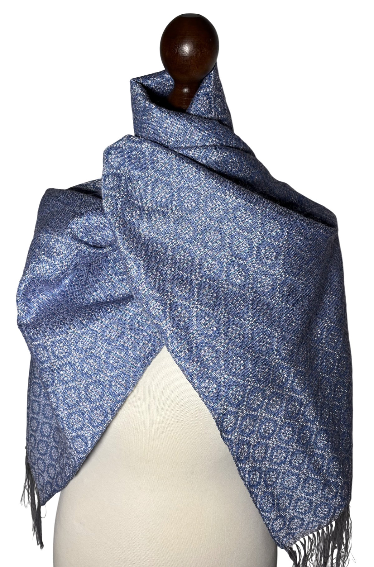 Handgewebtes elegantes lila-blaues Seidentuch