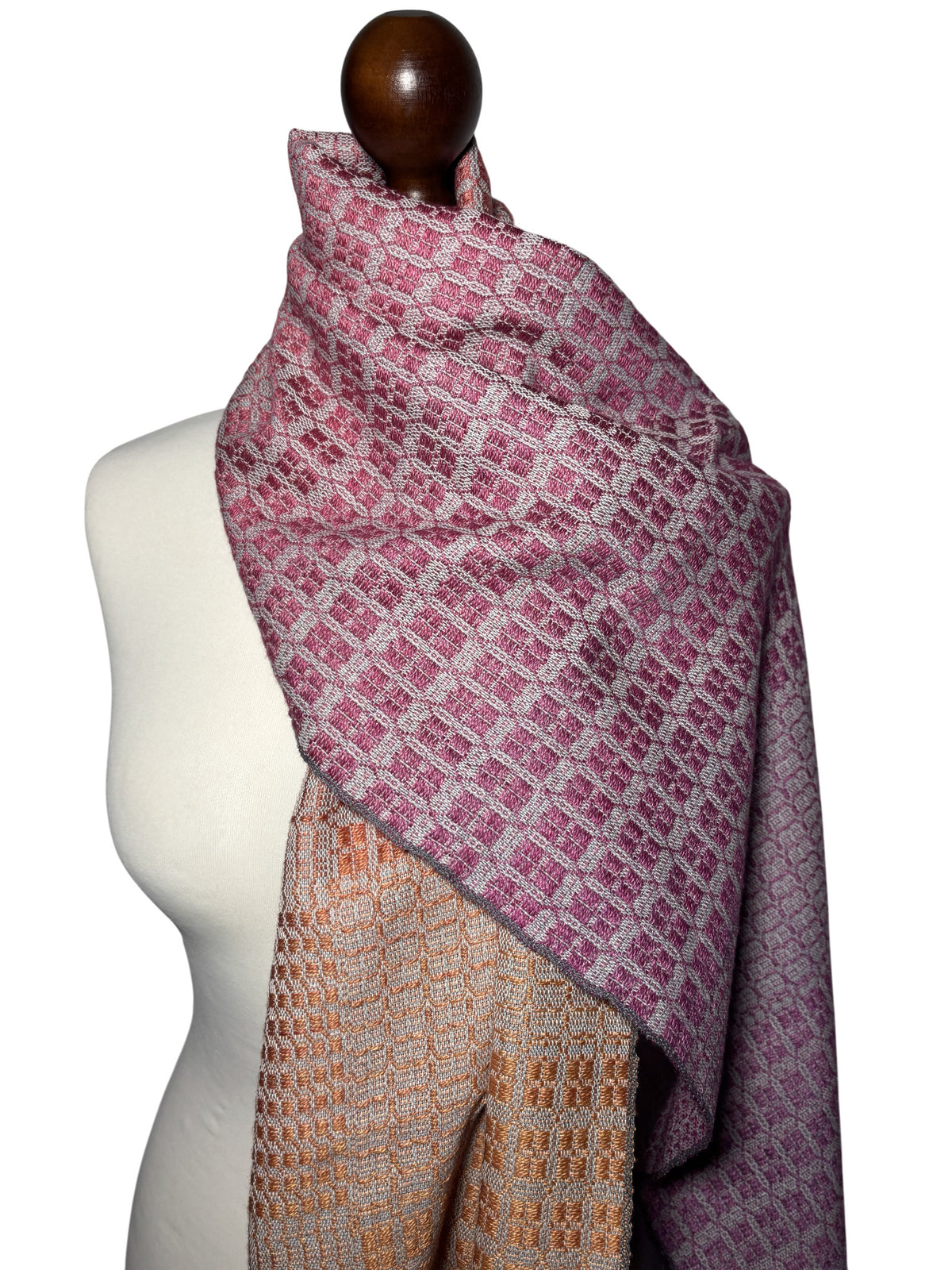Hand-Woven Purple to Yellow Gradient Merino Wool and Silk Scarf