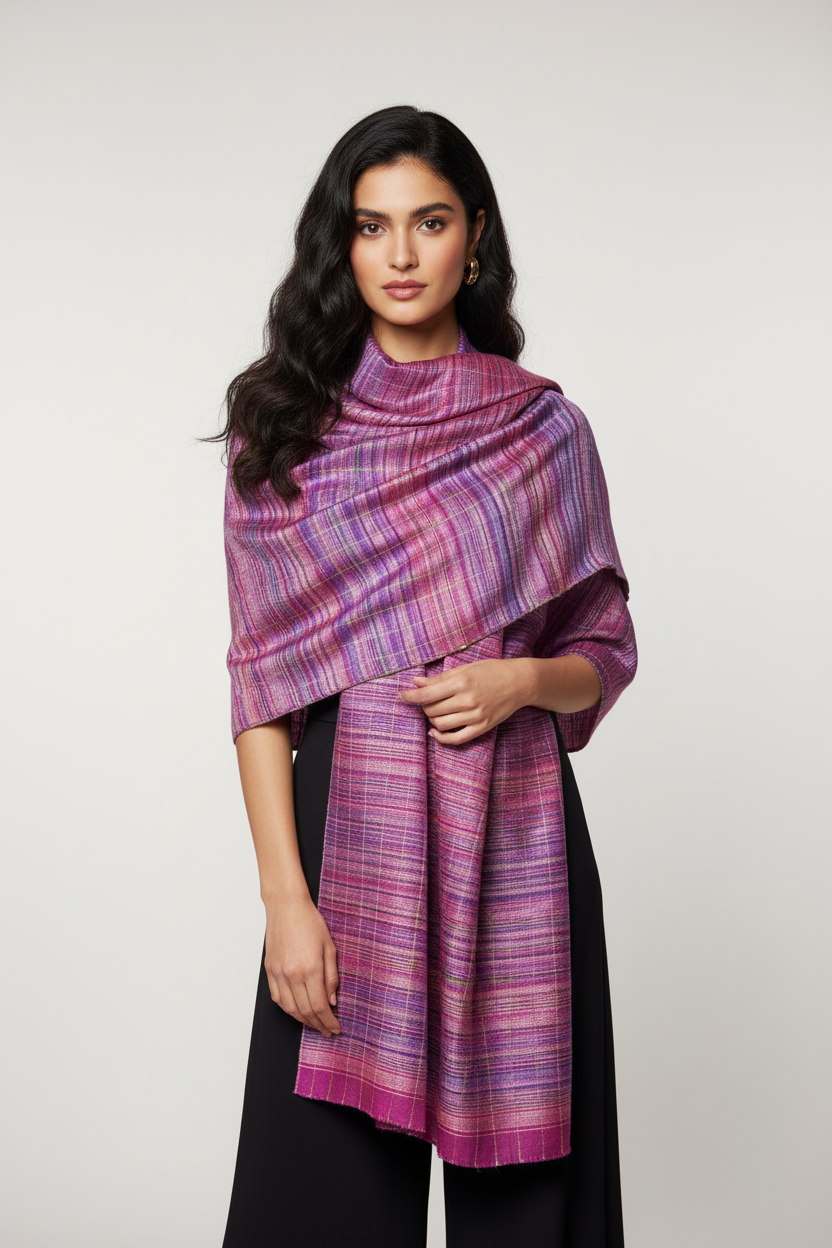 Checkered Pink Magenta Scarf modell