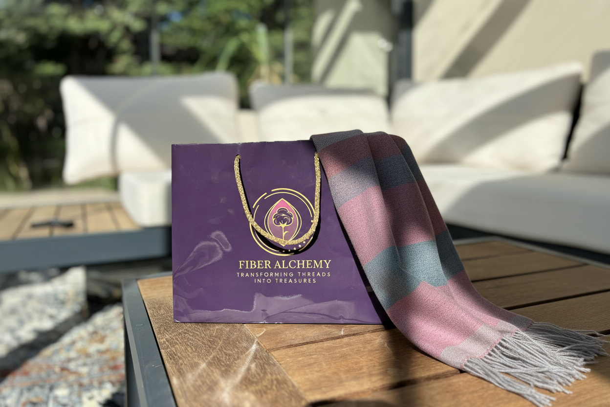 Fiber Alchemy táska kendővel kilógva