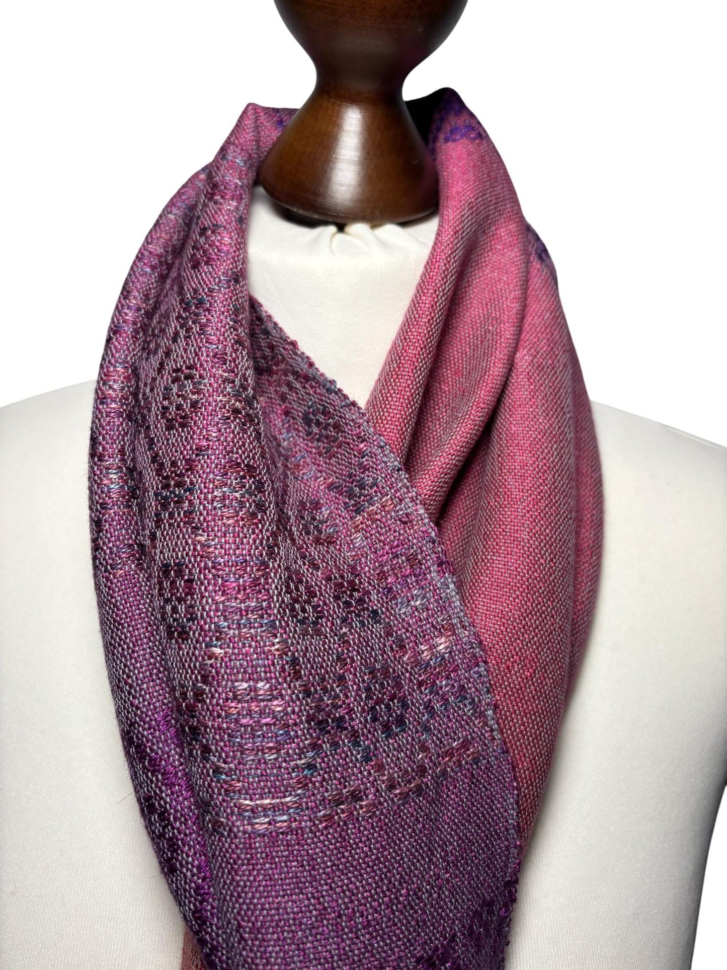 Floral Merino Scarf in Purple, Orange, Ladies scarf