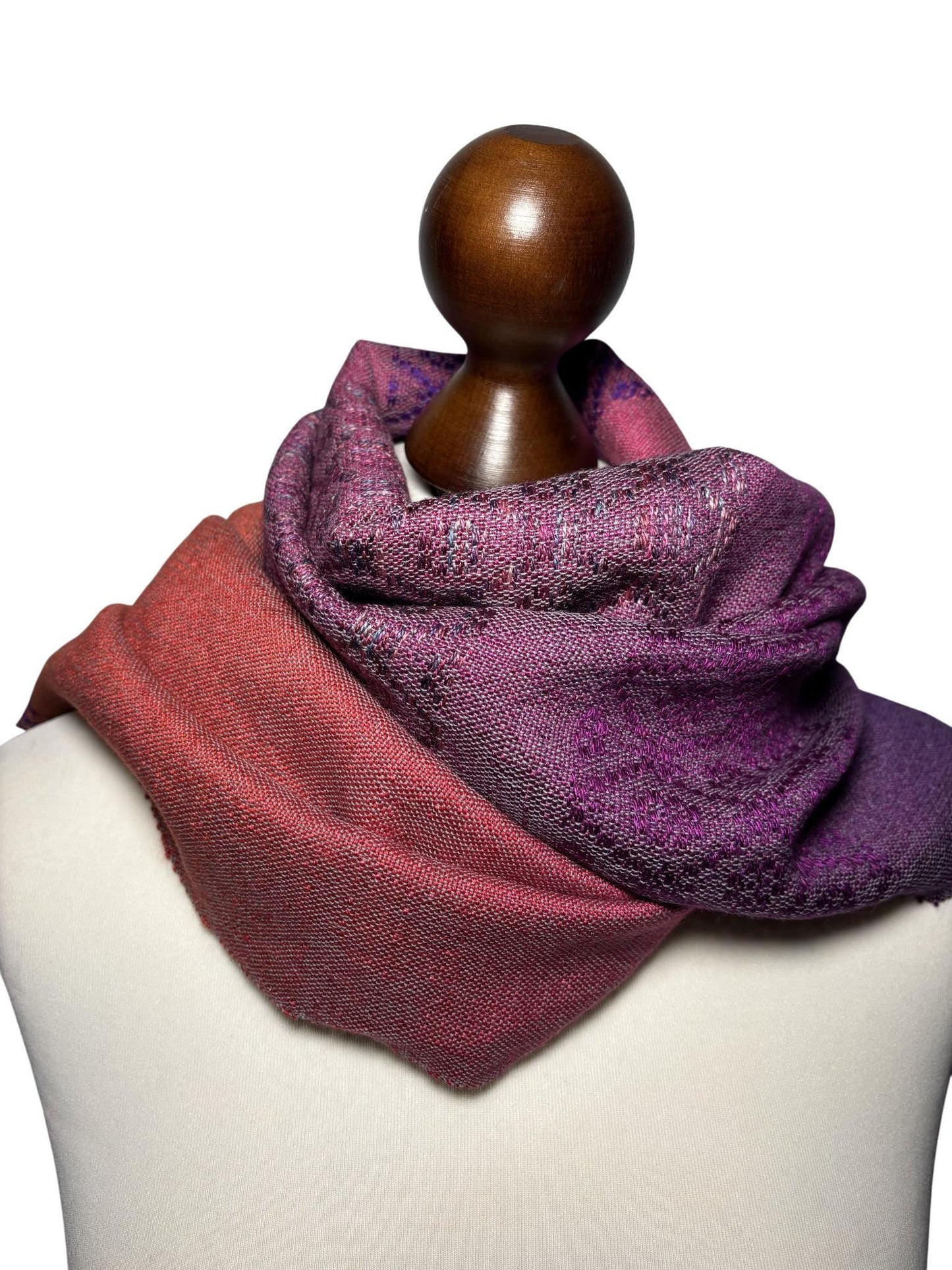 Floral Merino Scarf in Purple, Orange, Ladies scarf