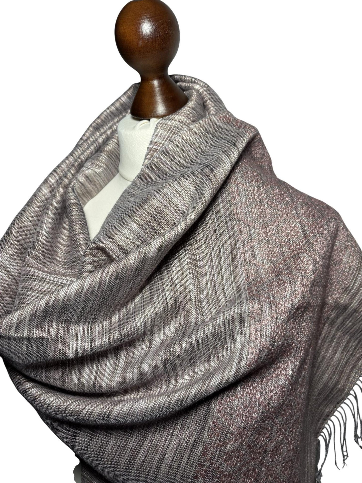 Kézzel szőtt elegáns Lila - Rózsaszín Selyem Kendő