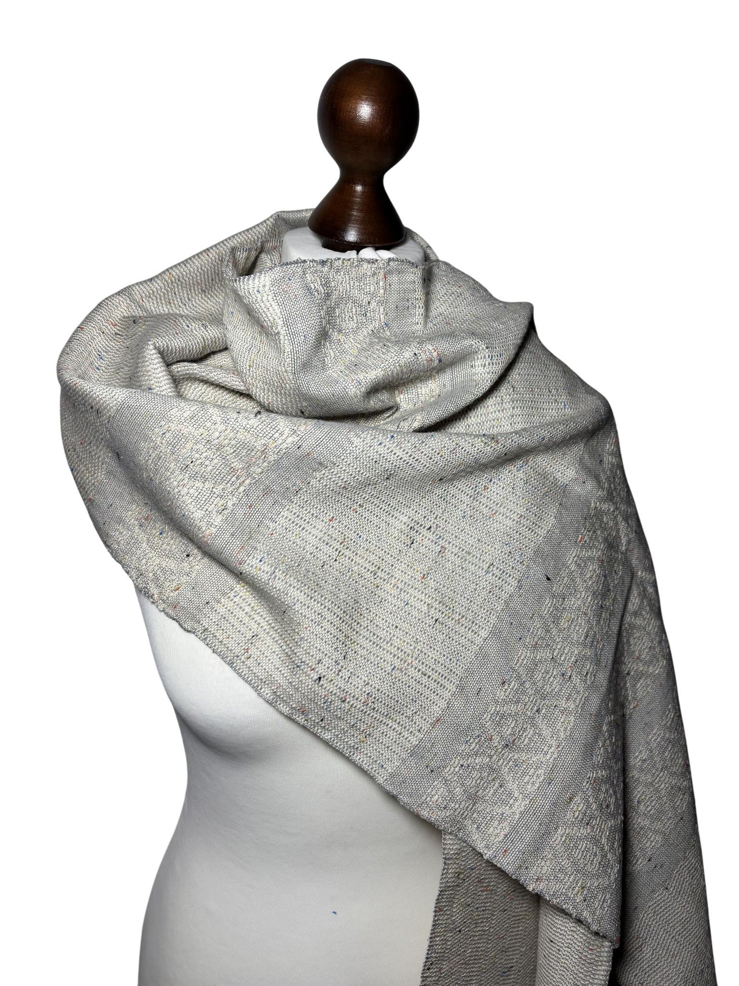 Handwoven Organic Cotton Scarf: Beige Natural White Scarf