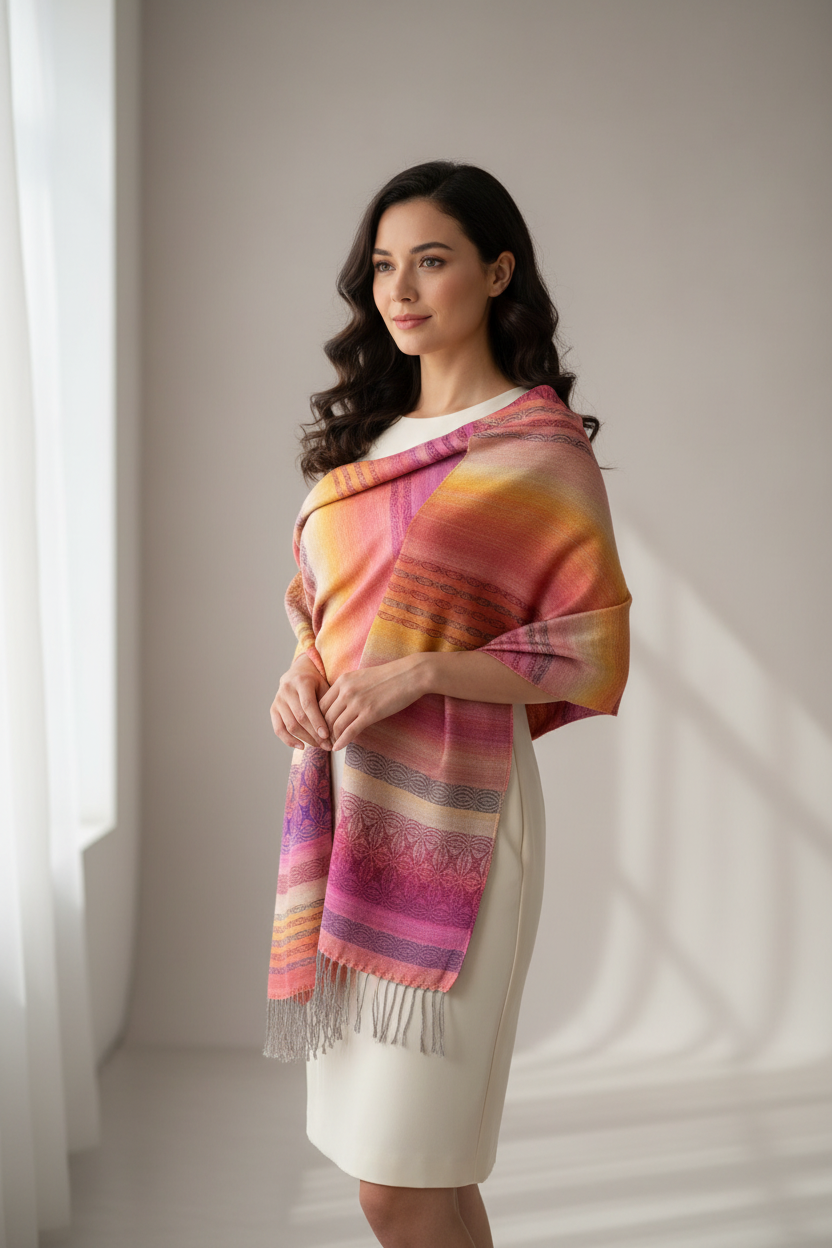 Lightweight Hand-Dyed Shawl modell