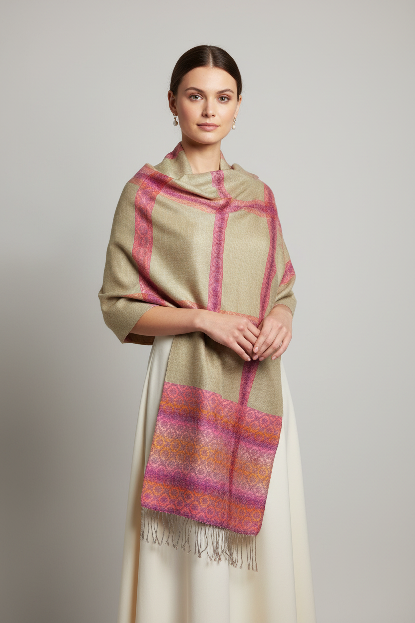 Pink Yellow Shawl modell