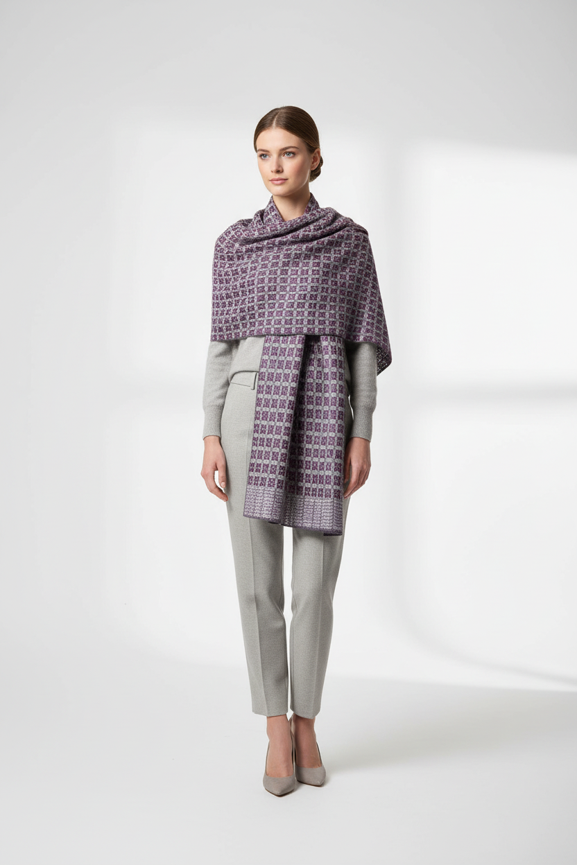 Purple Wool Scarf modell